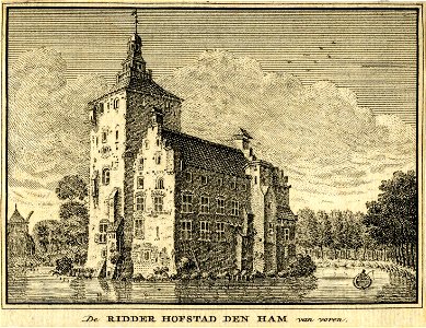 HUA-201357-Gezicht op het kasteel Den Ham bij Vleuten uit het zuidwestenNB De gemeente Vleuten is per 1 januari 1954 opgenomen in de gemeente Vleuten De Meern de