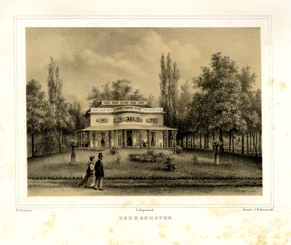 HUA-135859-Gezicht op het huis Berkenhoven aan de Utrechtseweg te De Bilt met de bijbehorende tuin en park