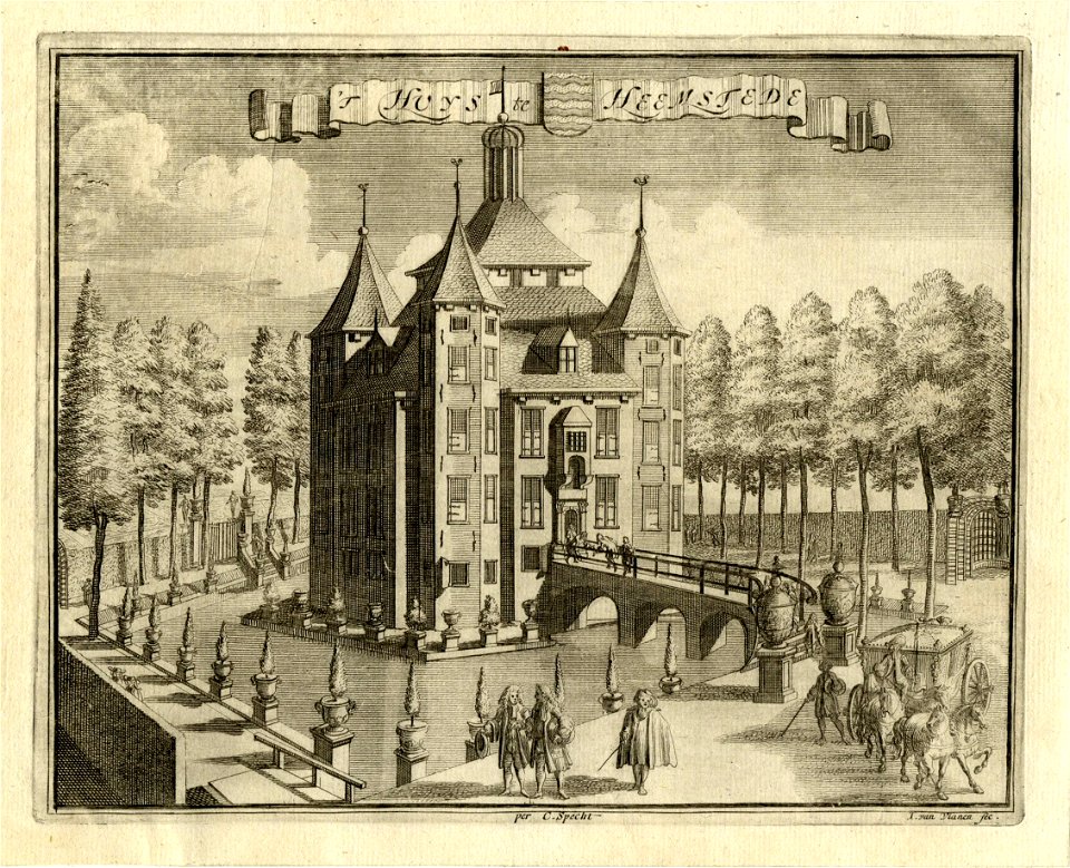 HUA-201386-Gezicht op de zij en de voorgevel van het huis Heemstede gemeente Houten uit het oosten