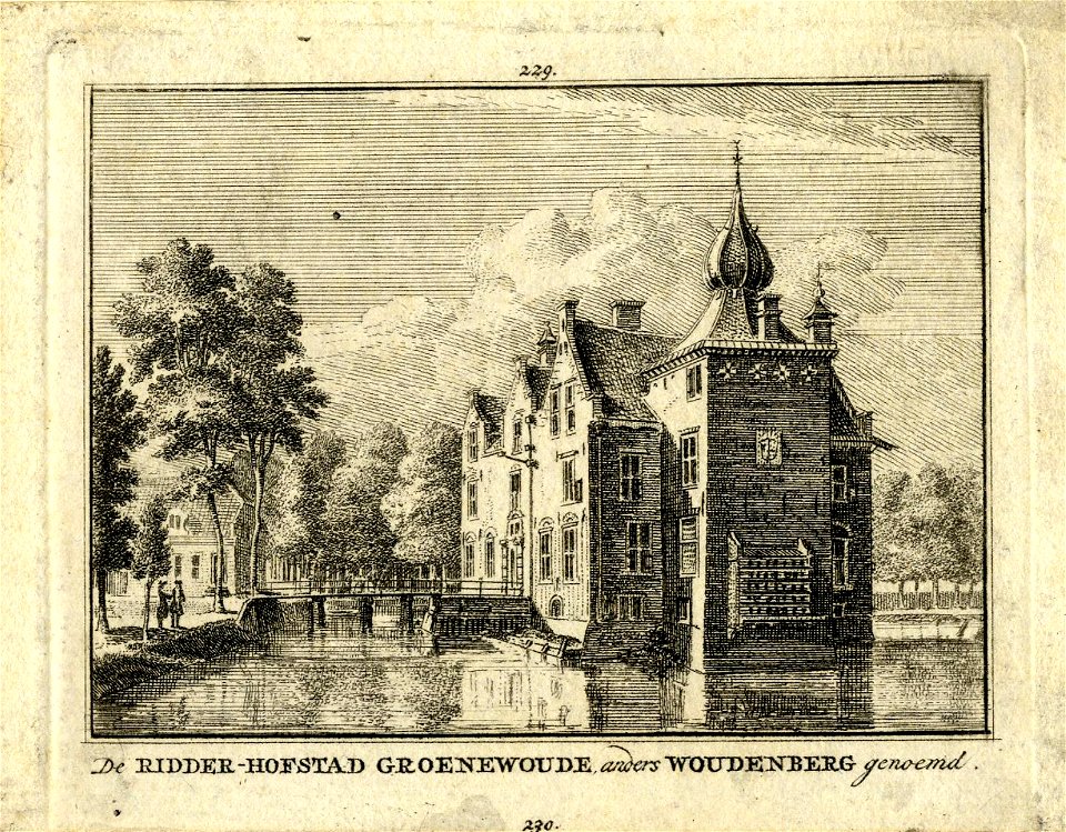 HUA-201272-Gezicht op het kasteel Groenewoude bij Woudenberg uit het zuidoosten met links een gedeelte van het nog bestaande bouwhuis