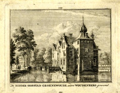 HUA-201272-Gezicht op het kasteel Groenewoude bij Woudenberg uit het zuidoosten met links een gedeelte van het nog bestaande bouwhuis