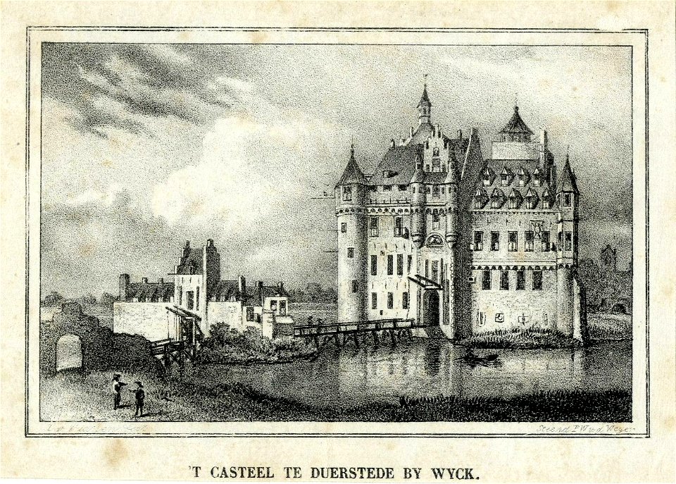 HUA-201202-Gezicht op de voorgevel van het kasteel Duurstede te Wijk bij Duurstede met links het poortgebouw