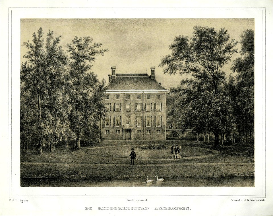 HUA-201078-Gezicht vanuit de tuin op de zuidgevel van het kasteel Amerongen te Amerongen uit het zuiden