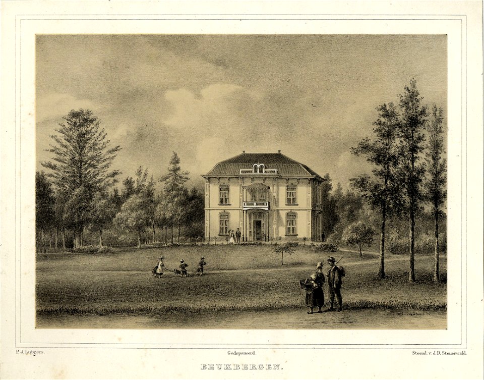 HUA-201195-Gezicht op het huis Beukbergen te Zeist met het bijbehorende parkNB Het huis Beukbergen heeft tegenwoordig het adres Amersfoortseweg 59 te Huis ter He