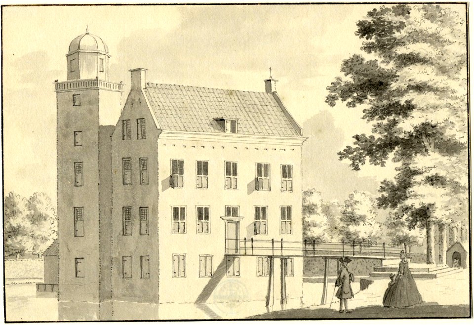 HUA-201249-Gezicht op het huis Den Eyck bij Haarzuilens omgeven door een slotgrachtNB De gemeente Haarzuilens is per 1 januari 1954 opgenomen in de gemeente Vleu