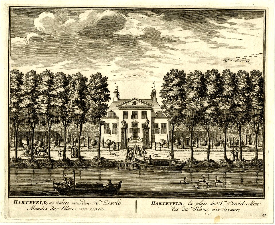 HUA-201456-Gezicht over de Vecht bij Maarssen op de voorgevel en de tuin van het huis Harteveld
