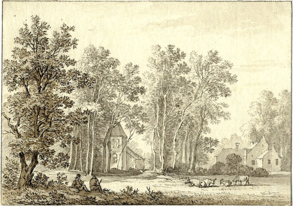 HUA-201318-Gezicht op de kapel van het kasteel De Haar bij Haarzuilens en enkele huizen van het dorp Haarzuilens uit het westenNB De gemeente Haarzuilens is per 