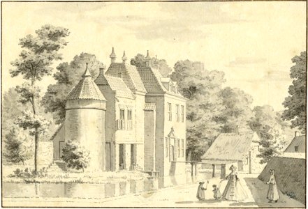 HUA-201464-Gezicht op het omgrachte kasteel Kersbergen bij Zeist