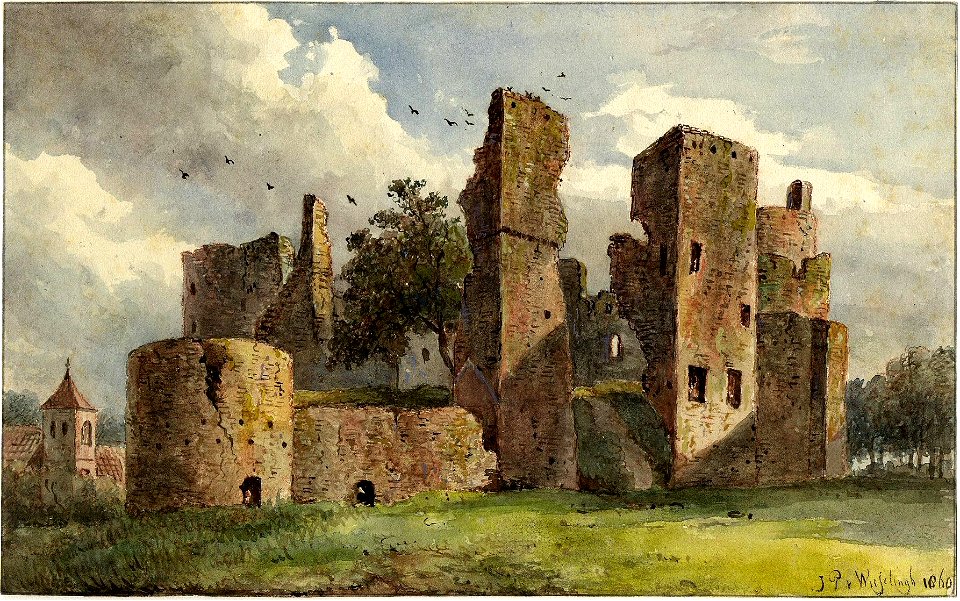 HUA-201338-Gezicht op de ruïne van het kasteel De Haar bij Haarzuilens uit het noordwestenNB De gemeente Haarzuilens is per 1 januari 1954 opgenomen in de gemeen