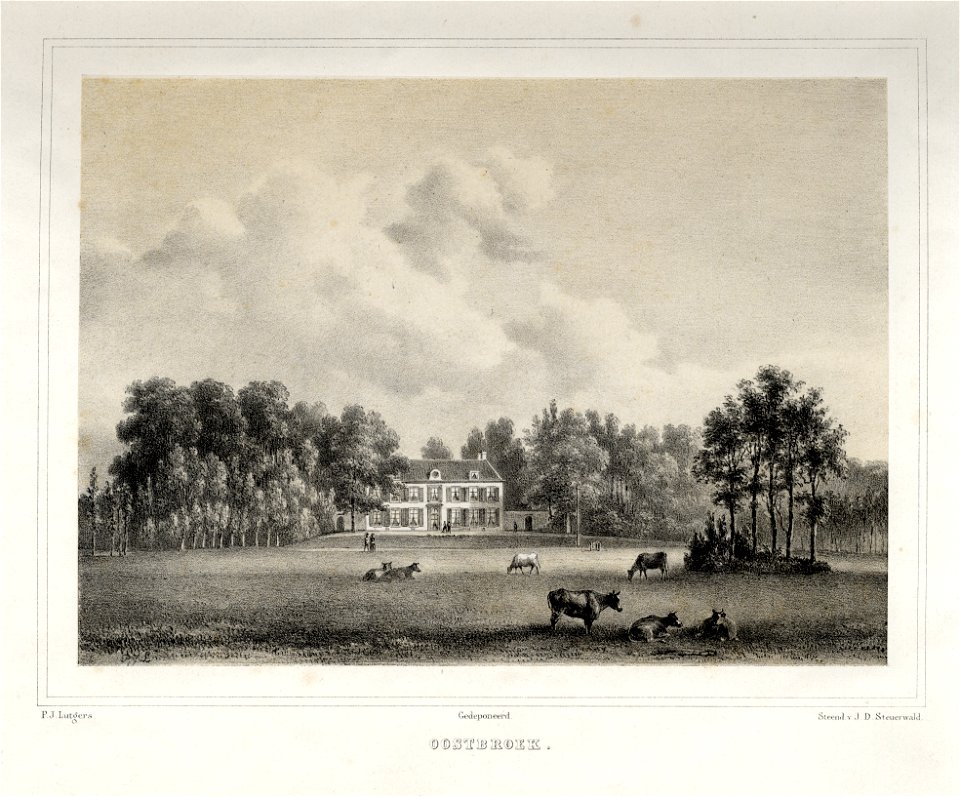 HUA-135851-Gezicht over een weiland op de voorgevel van het huis Oostbroek bij De Bilt