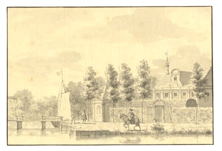 HUA-201661-Gezicht vanaf de Vecht te Nieuwersluis op het huis Schans Sicht en links een gedeelte van de tolbrug uit het zuiden