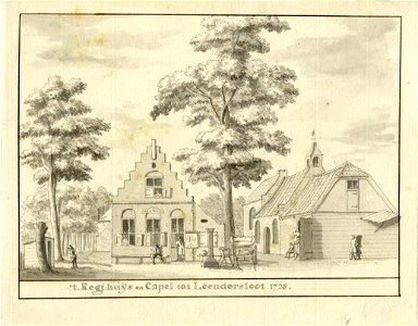 HUA-200666-Gezicht op het rechthuis en de kapel te Loenersloot uit het westen