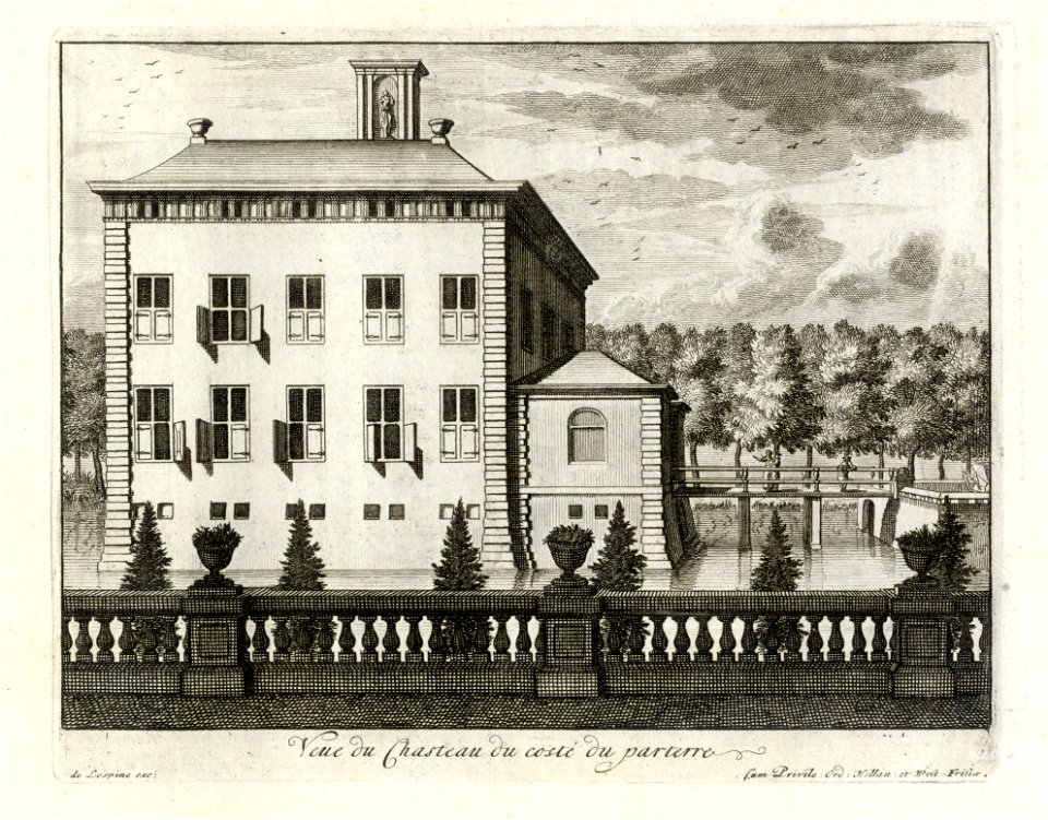 HUA-135940-Gezicht op de zijgevel van het kasteel Gunterstein te Breukelen vanuit de tuin uit het zuiden