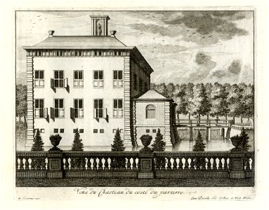 HUA-135940-Gezicht op de zijgevel van het kasteel Gunterstein te Breukelen vanuit de tuin uit het zuiden