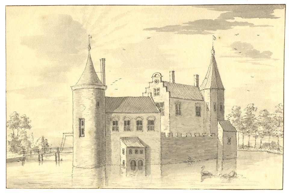 HUA-201600-Gezicht op het omgrachte huis te Mijdrecht bij Mijdrecht