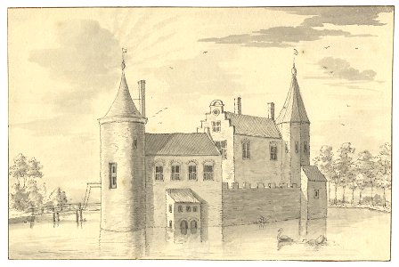 HUA-201600-Gezicht op het omgrachte huis te Mijdrecht bij Mijdrecht