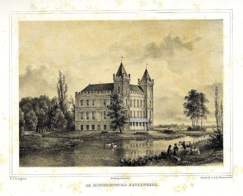 HUA-201103-Gezicht over de Kromme Rijn op het kasteel Beverweerd bij Werkhoven uit het westen