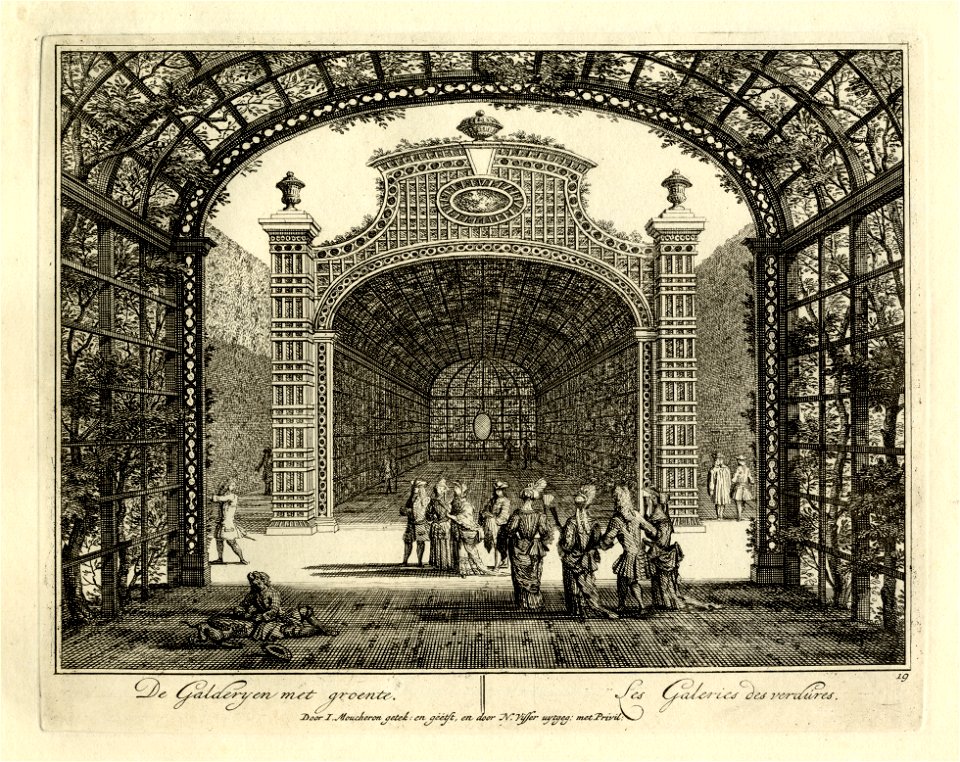 HUA-135968-Gezicht in loofgangen van latwerk in de tuin van de buitenplaats Heemstede te Houten
