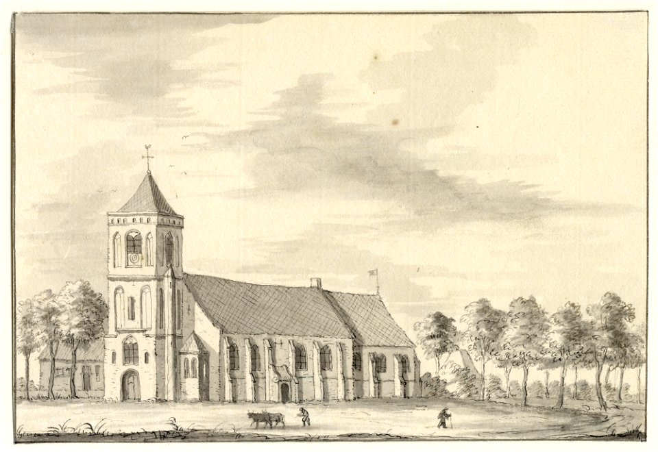 HUA-200533-Gezicht op de Nederlands Hervormde Pieterskerk van Eemnes Binnen vanuit het zuidwesten
