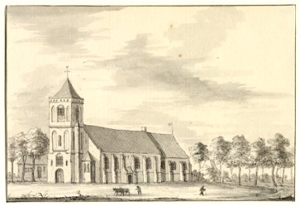HUA-200533-Gezicht op de Nederlands Hervormde Pieterskerk van Eemnes Binnen vanuit het zuidwesten