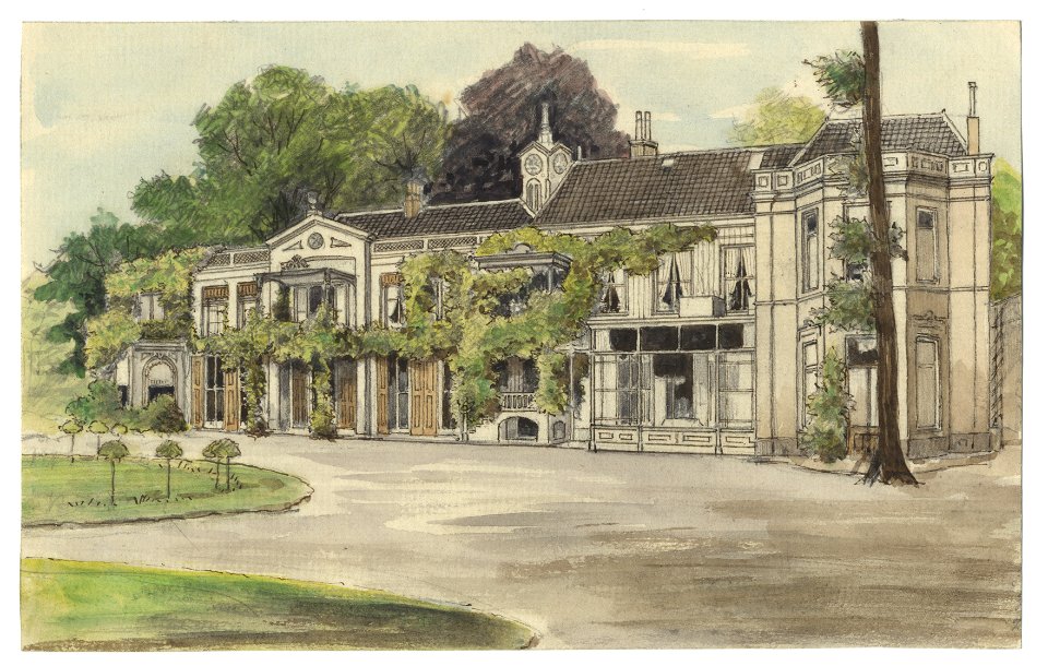HUA-201755-Gezicht op de voorgevel van het huis Beukenburg Beukenburgerlaan bij Groenekan gemeente Maartensdijk uit het noordoostenNB Het landhuis Beukenburg is 