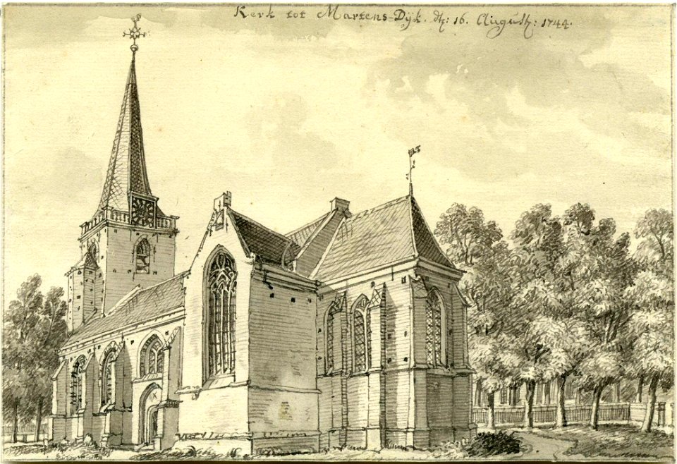 HUA-200732-Gezicht op de Nederlands Hervormde kerk te Maartensdijk uit het zuidoosten