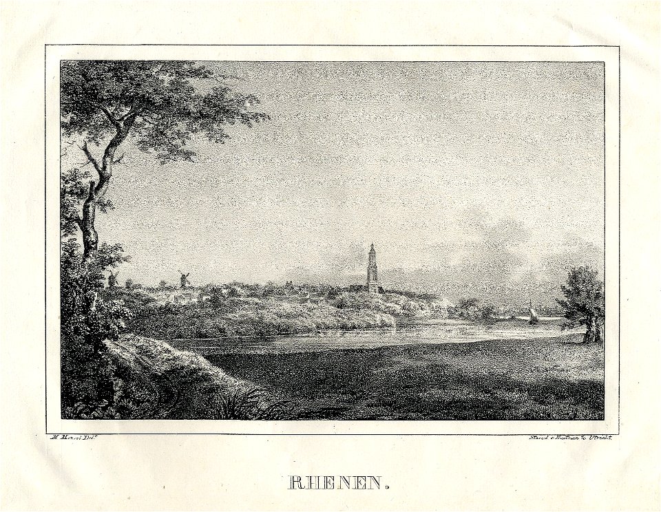 HUA-200136-Gezicht over de Rijn op Rhenen uit het zuidwesten