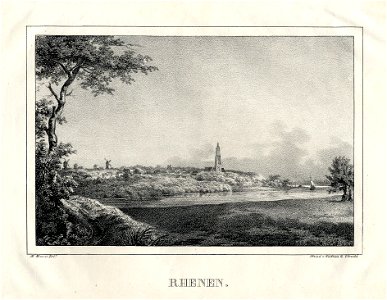 HUA-200136-Gezicht over de Rijn op Rhenen uit het zuidwesten