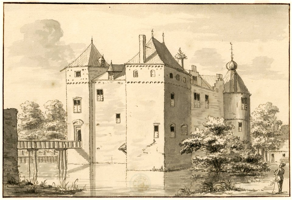 HUA-201280-Gezicht op het kasteel Gunterstein bij Breukelen uit het noordoosten