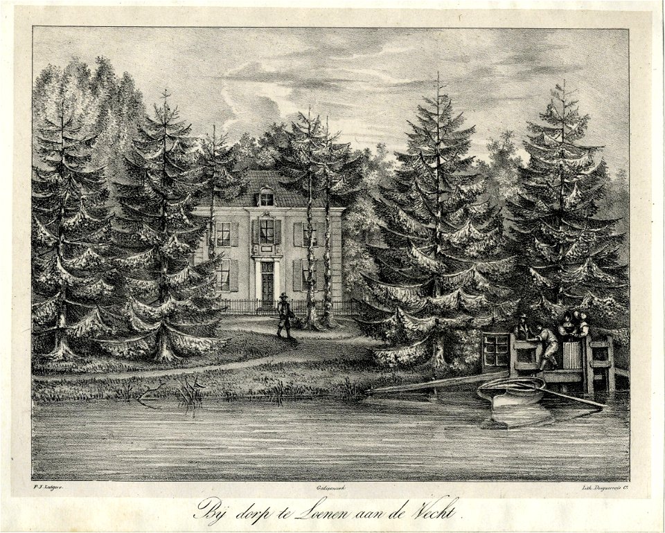 HUA-201159-Gezicht over de Vecht te Loenen op het huis Bijdorp met zijn aanlegsteiger