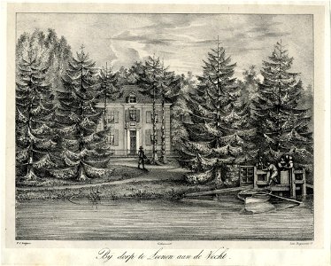 HUA-201159-Gezicht over de Vecht te Loenen op het huis Bijdorp met zijn aanlegsteiger