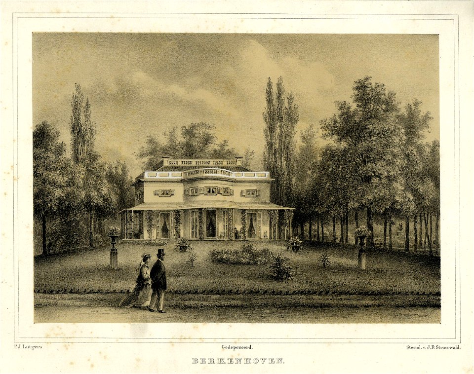 HUA-201169-Gezicht op het huis Berkenhoven aan de Utrechtseweg te De Bilt met de bijbehorende tuin en park