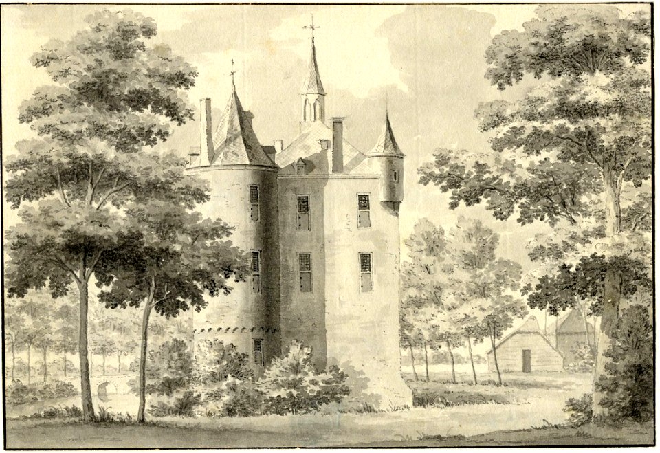 HUA-201550-Gezicht op de zijgevel van het kasteel Maarsbergen te Maarsbergen gemeente Maarn 