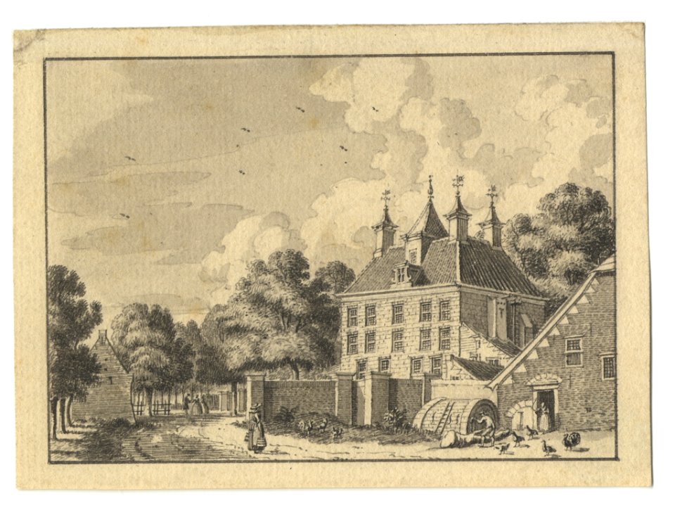 HUA-201715-Gezicht op de achtergevel van het huis Oostbroek bij De Bilt met rechts een gedeelte van de naastgelegen boerderij