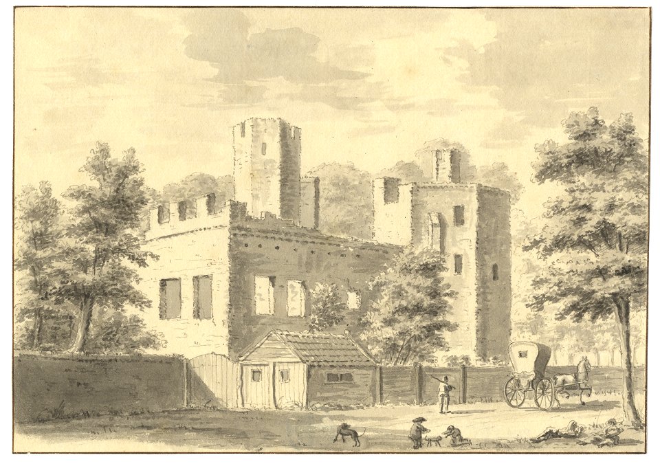 HUA-201565-Gezicht op de ruïne van het in 1672 verwoeste kasteel Ter Meer te MaarssenNB Het kasteel Ter Meer werd ook kasteel Maarssen of Zuylenburg genoemd
