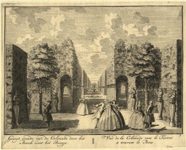 HUA-201623-Gezicht vanuit de Grote Colonnade in de tuin van de buitenplaats Ter Meer te Maarssen door en van de lanen in de richting van het Bergje