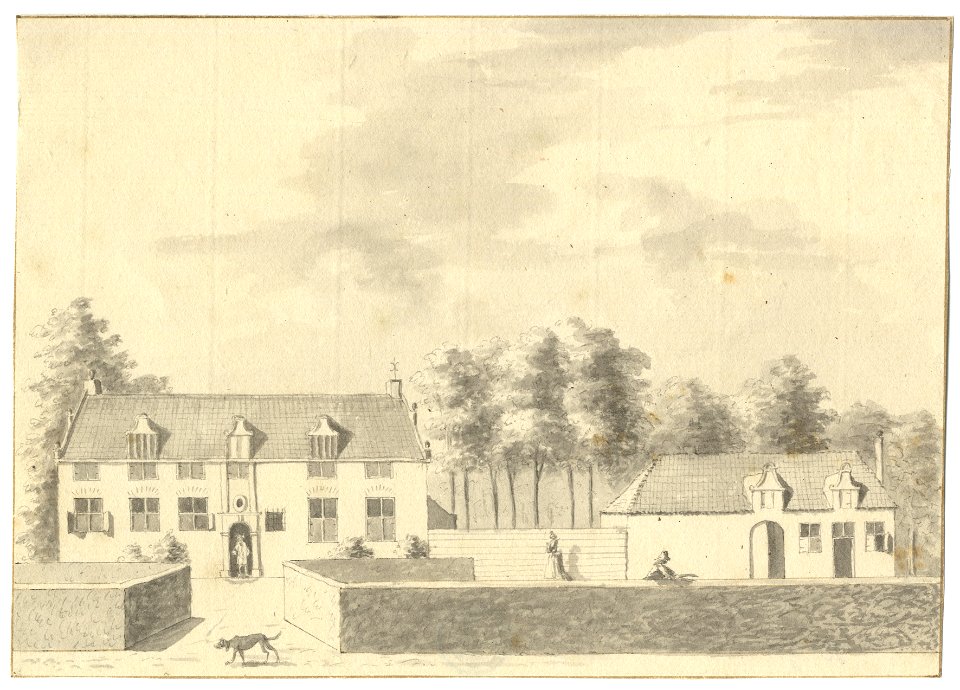 HUA-201911-Gezicht op de voorgevel van het huis Zoudenbalch bij Cothen met rechts een dienstgebouw
