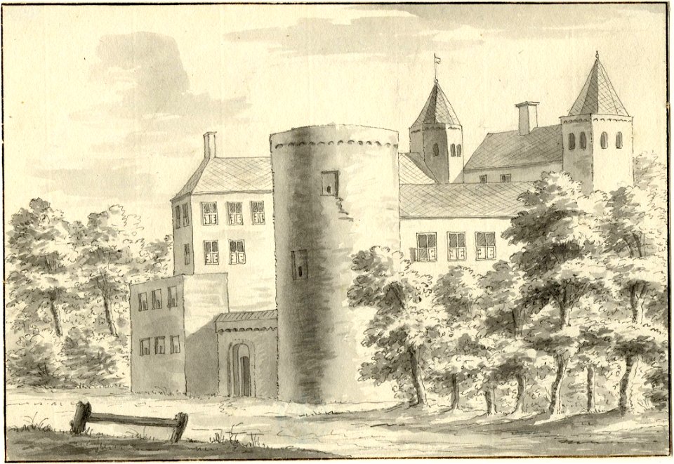 HUA-201244-Gezicht op het kasteel Everstein aan de Jutphasewetering bij JutphaasNB De gemeenten Jutphaas en Vreeswijk zijn per 1 juli 1971 samengevoegd tot de ni