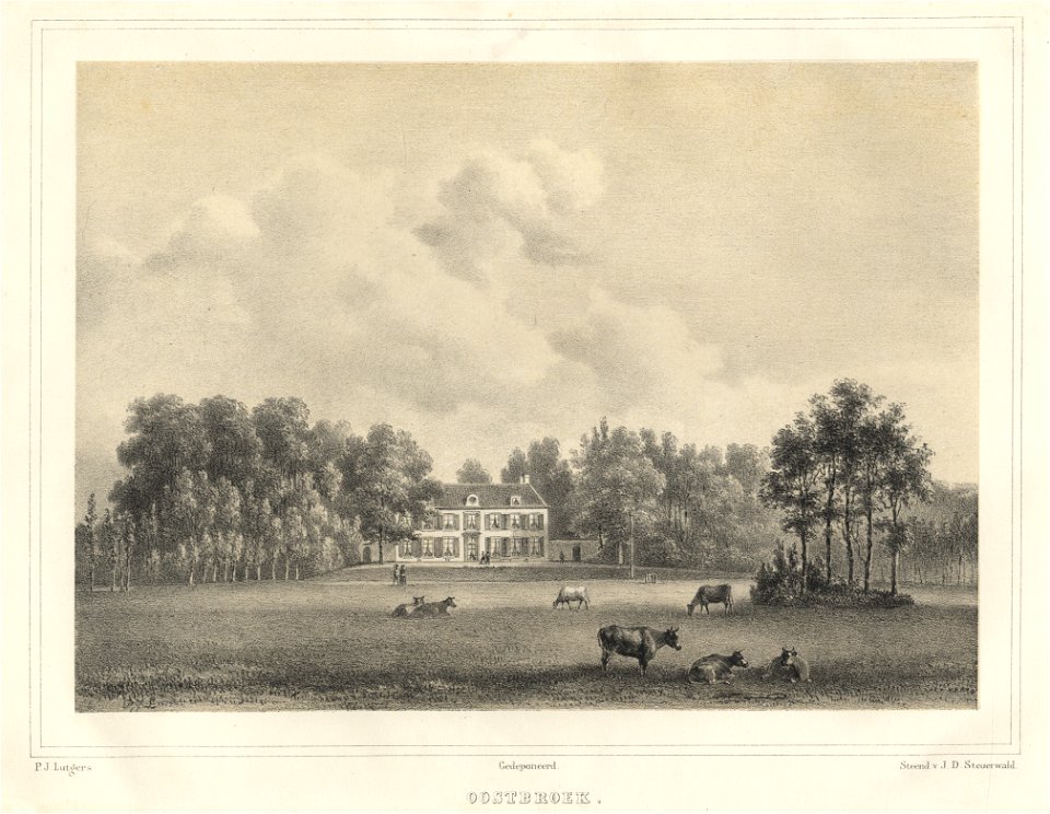HUA-201764-Gezicht over een weiland op de voorgevel van het huis Oostbroek bij De Bilt