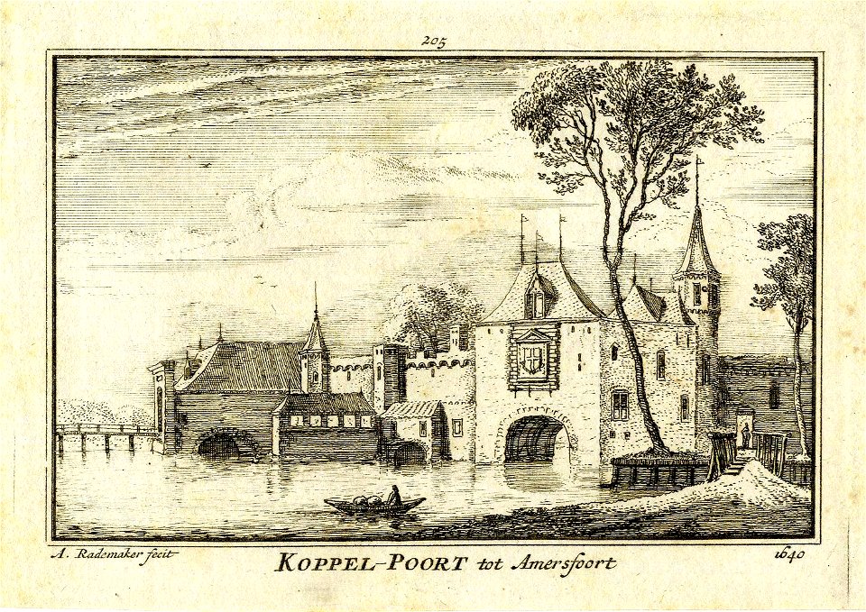 HUA-200024-Gezicht over de Eem op de Koppelpoort te Amersfoort
