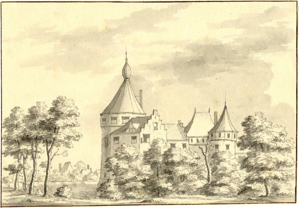 HUA-201275-Gezicht op het kasteel Gunterstein bij Breukelen uit het zuiden