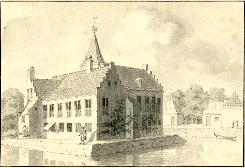 HUA-201184-Gezicht op de zij en achtergevel van het kasteel Drakenburg bij Baarn