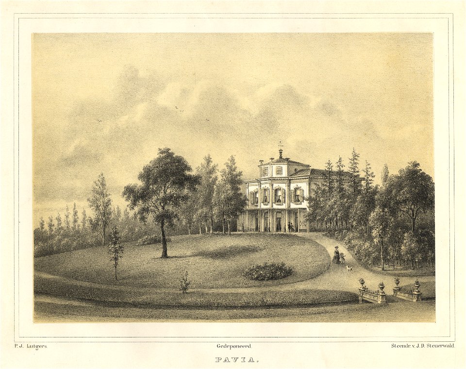 HUA-201784-Gezicht op de voor en de zijgevel van het huis Pavia te Zeist en de omringende landschapstuin