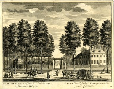 HUA-201994-Gezicht over de Vecht bij Nieuwersluis op de voor en de zijgevel van het huis Vreedenhoff en in de tuin bij het huis