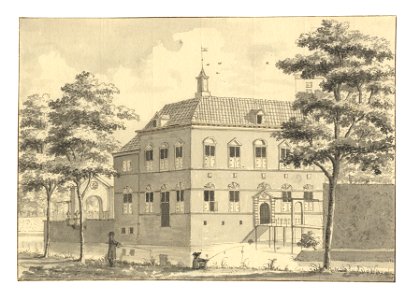 HUA-201674-Gezicht op de zij en de voorgevel van de vleugel uit 1632 van het kasteel Nijenrode bij Breukelen uit het noordoostenNB Het kasteel heeft tegenwoordig