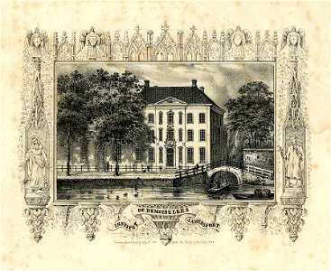 HUA-200082-Gezicht op de voor en zijgevel van de kostschool voor meisjes te Amersfoort het voormalige woonhuis van Benjamin Cohen aan de Zuidsingel