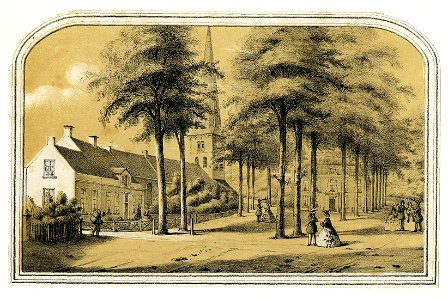HUA-200389-Gezicht in het dorp Baarn met op de achtergrond de toren van de Nederlands Hervormde kerk