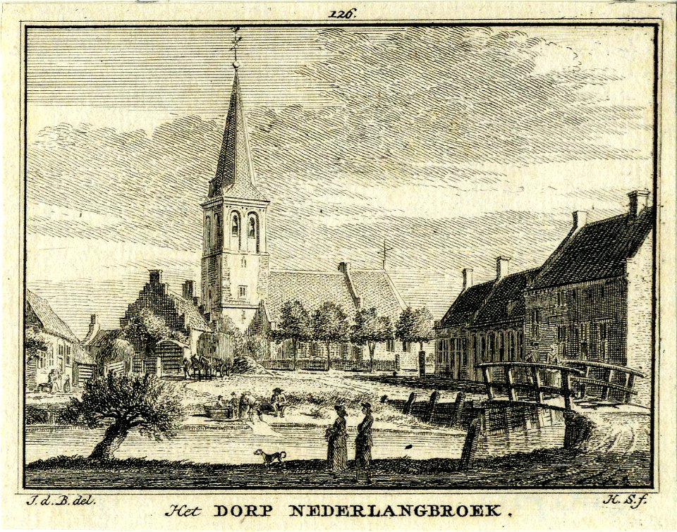 HUA-200750-Gezicht op het dorp Nederlangbroek met op de achtergrond de Nederlands Hervormde kerk