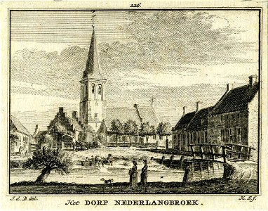 HUA-200750-Gezicht op het dorp Nederlangbroek met op de achtergrond de Nederlands Hervormde kerk