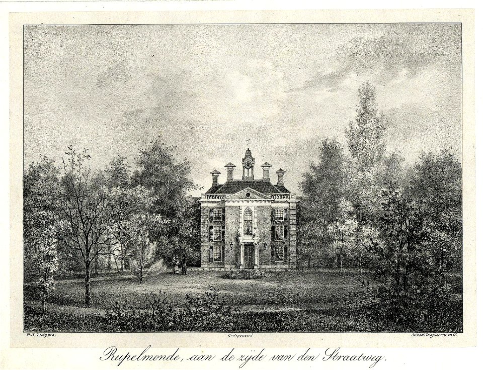 HUA-201869-Gezicht op de voorgevel van het huis Rupelmonde bij Nieuwersluis met de omringende landschapstuin